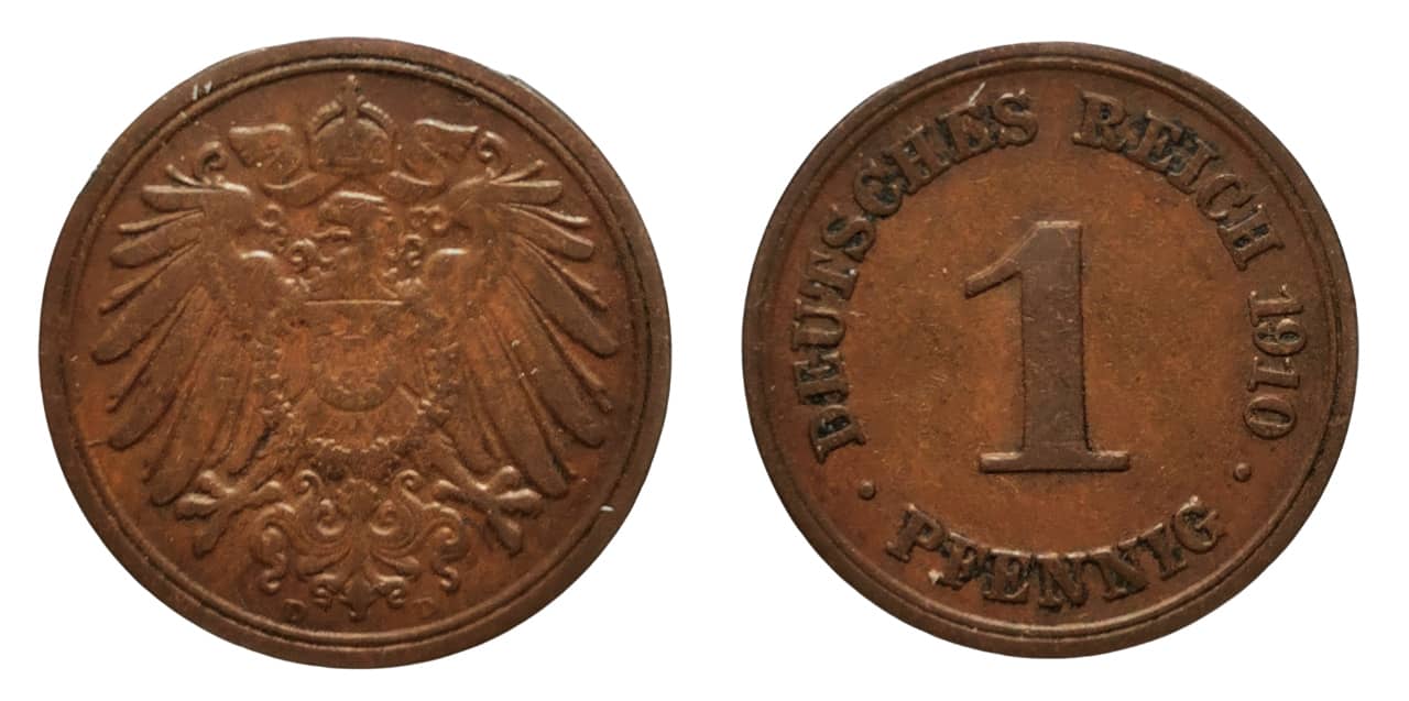 Moneda 1 Pfennig (type 2 - small shield)